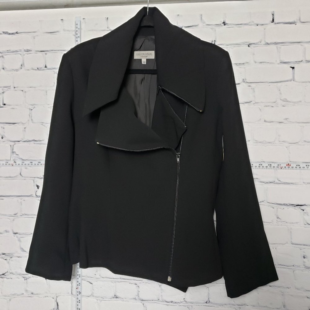 Ivan Grundahl Copenhagen designer Black Jacket Blazer Asymmetrical zippers NWT